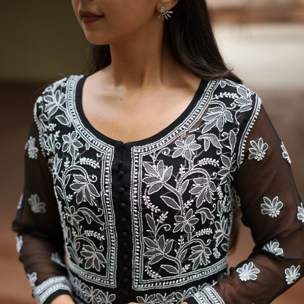 12SJ Jabili Chikankari Anarkali With Slip