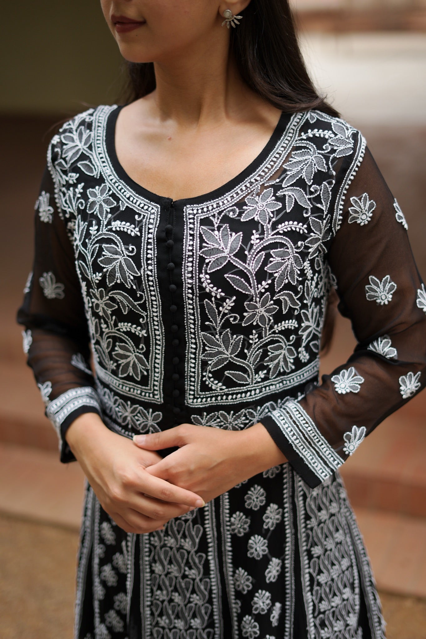 12SJ Jabili Chikankari Anarkali With Slip