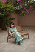 14SJ Jabili Mul Mul Cotton Printed Chikankari Long Gown