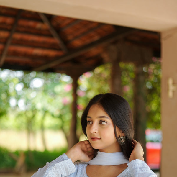 01SJ Jabili Chikankari Straight Kurti and Plazo Set