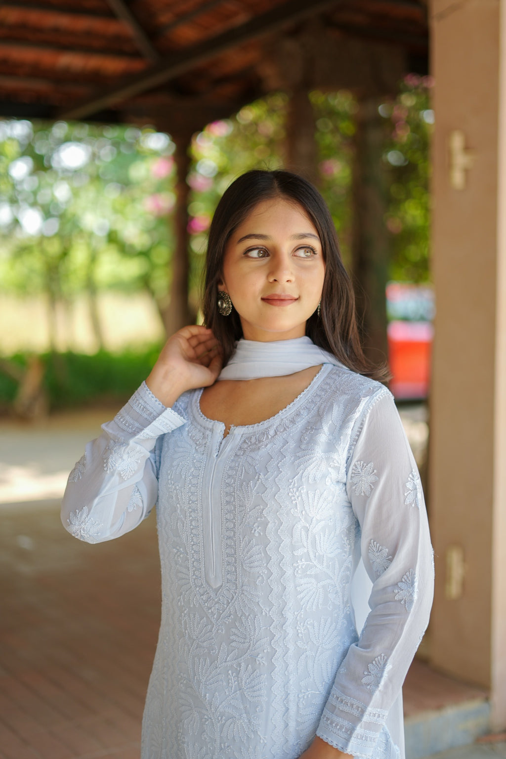 01SJ Jabili Chikankari Straight Kurti and Plazo Set