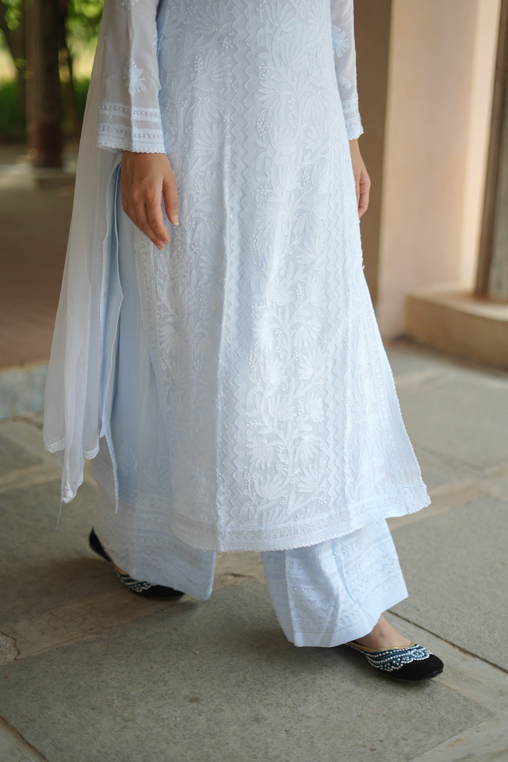 01SJ Jabili Chikankari Straight Kurti and Plazo Set