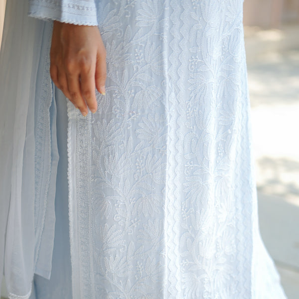 01SJ Jabili Chikankari Straight Kurti and Plazo Set