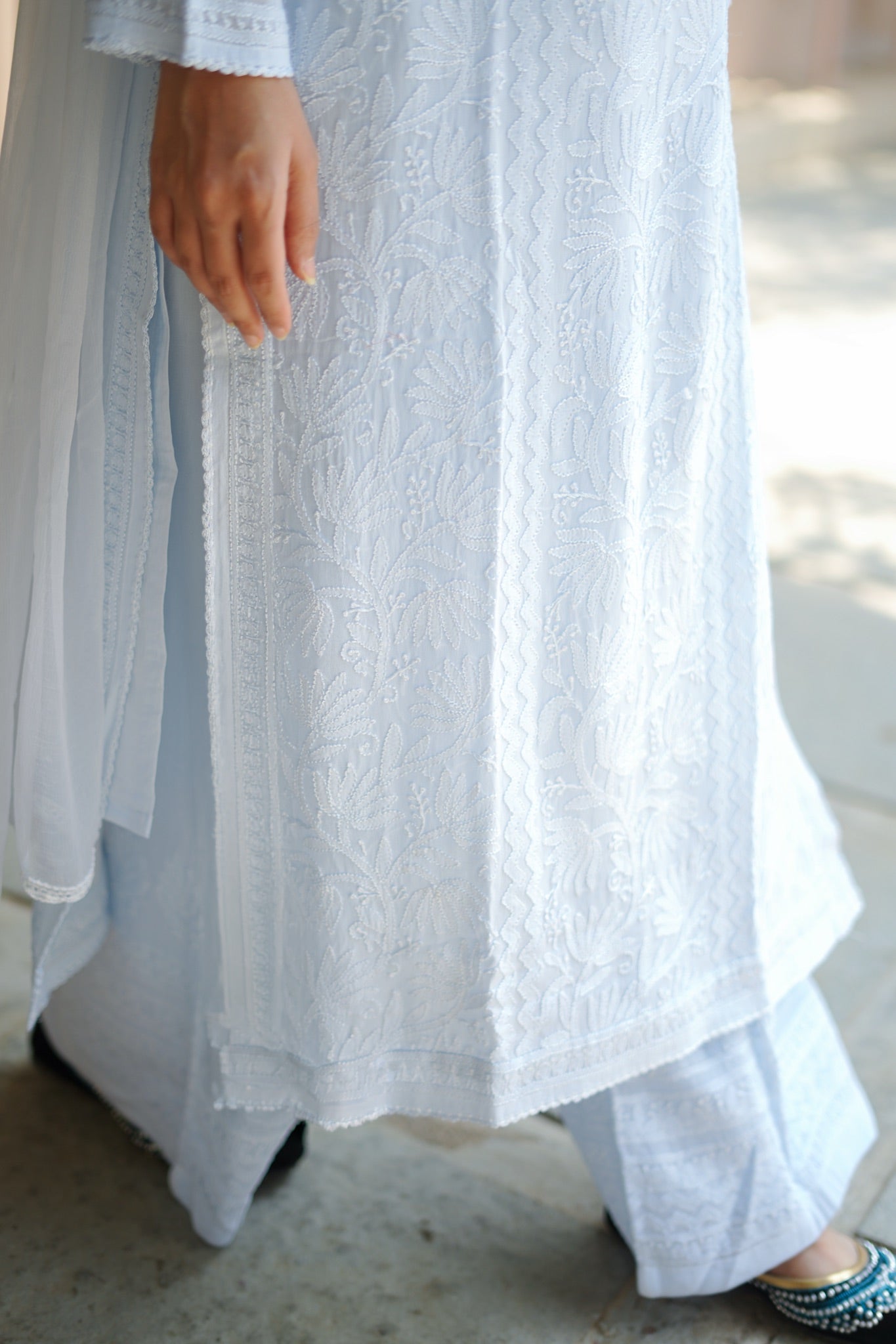 01SJ Jabili Chikankari Straight Kurti and Plazo Set