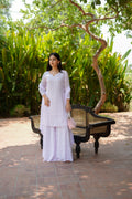 03SJ Jabili Chikankari Straight Short Kurti flared Plazo Set