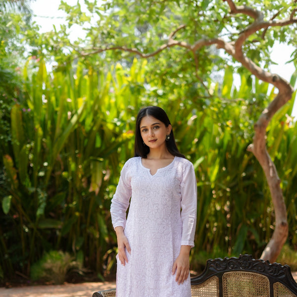 03SJ Jabili Chikankari Straight Short Kurti flared Plazo Set
