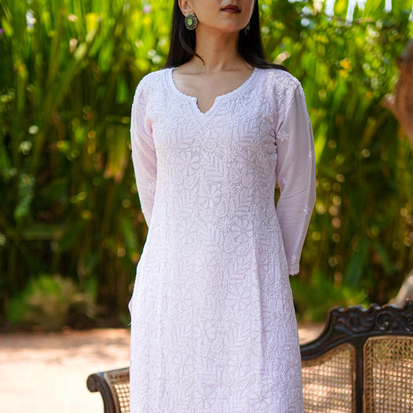03SJ Jabili Chikankari Straight Short Kurti flared Plazo Set