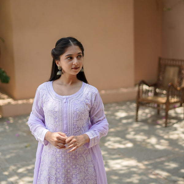 04SJ Jabili Chikankari Straight Kurti Narrow Plazo Set