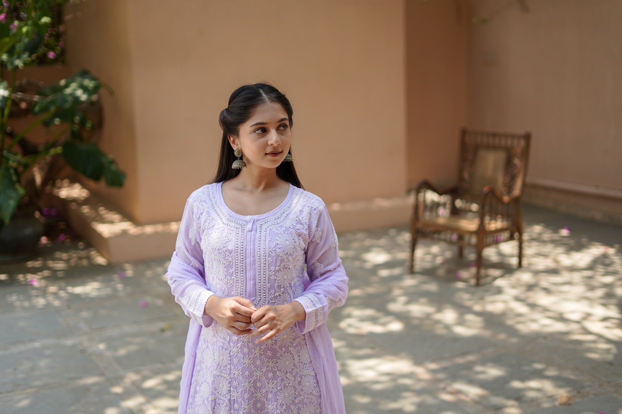 04SJ Jabili Chikankari Straight Kurti Narrow Plazo Set