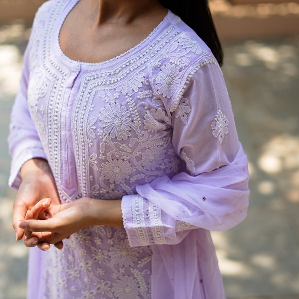 04SJ Jabili Chikankari Straight Kurti Narrow Plazo Set