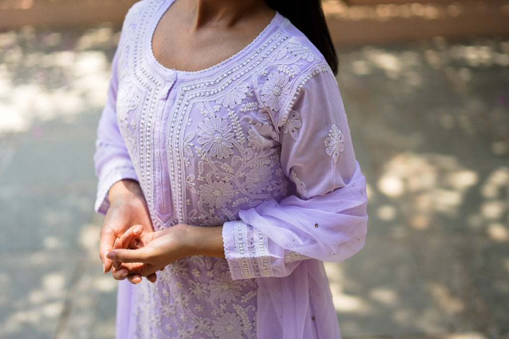 04SJ Jabili Chikankari Straight Kurti Narrow Plazo Set