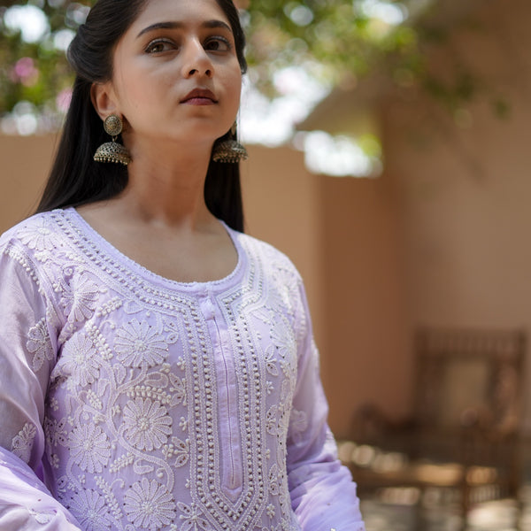 04SJ Jabili Chikankari Straight Kurti Narrow Plazo Set