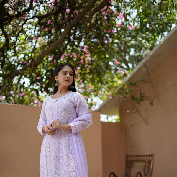 04SJ Jabili Chikankari Straight Kurti Narrow Plazo Set