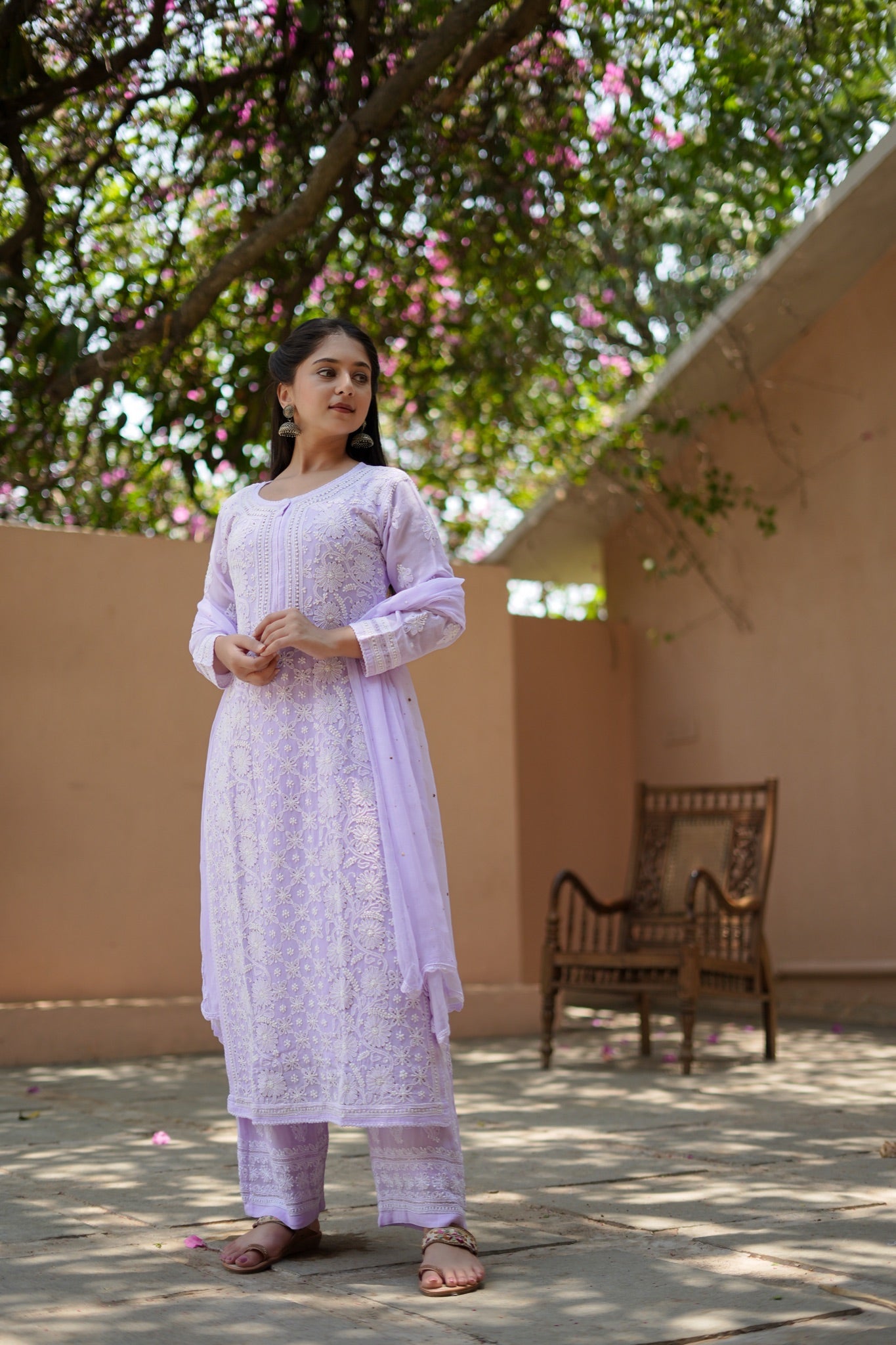 04SJ Jabili Chikankari Straight Kurti Narrow Plazo Set