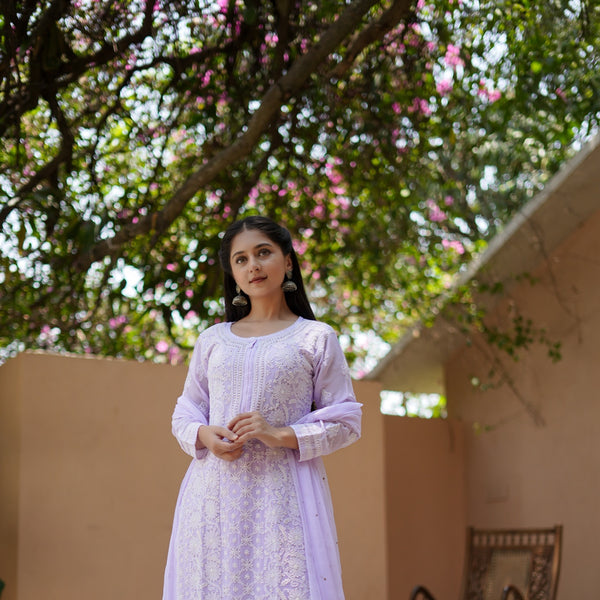 04SJ Jabili Chikankari Straight Kurti Narrow Plazo Set