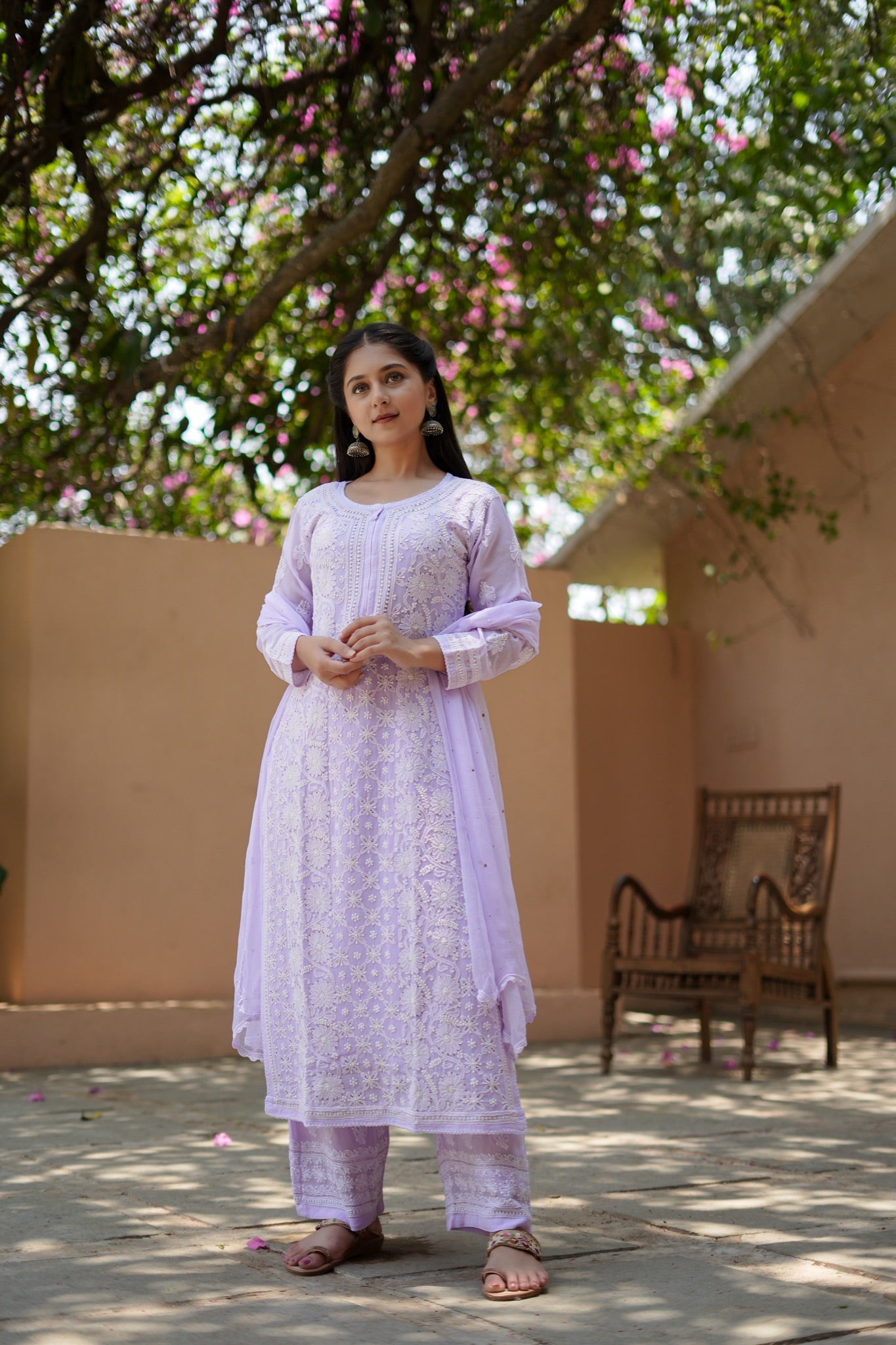 04SJ Jabili Chikankari Straight Kurti Narrow Plazo Set