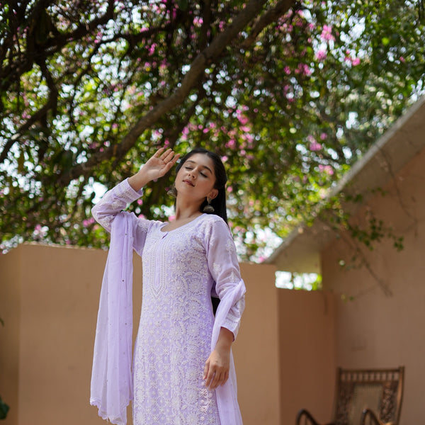 04SJ Jabili Chikankari Straight Kurti Narrow Plazo Set