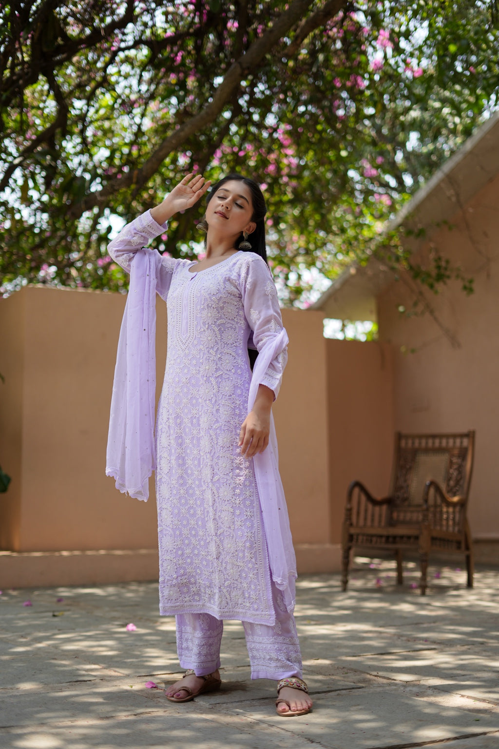 04SJ Jabili Chikankari Straight Kurti Narrow Plazo Set