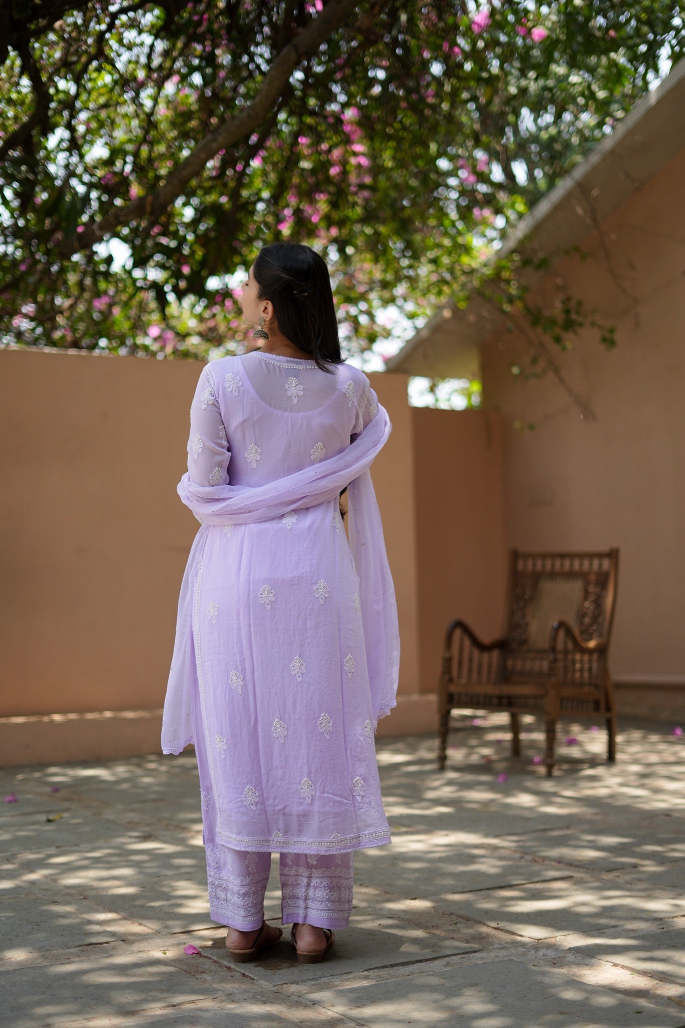 04SJ Jabili Chikankari Straight Kurti Narrow Plazo Set