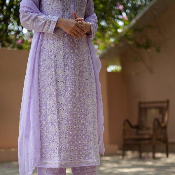 04SJ Jabili Chikankari Straight Kurti Narrow Plazo Set