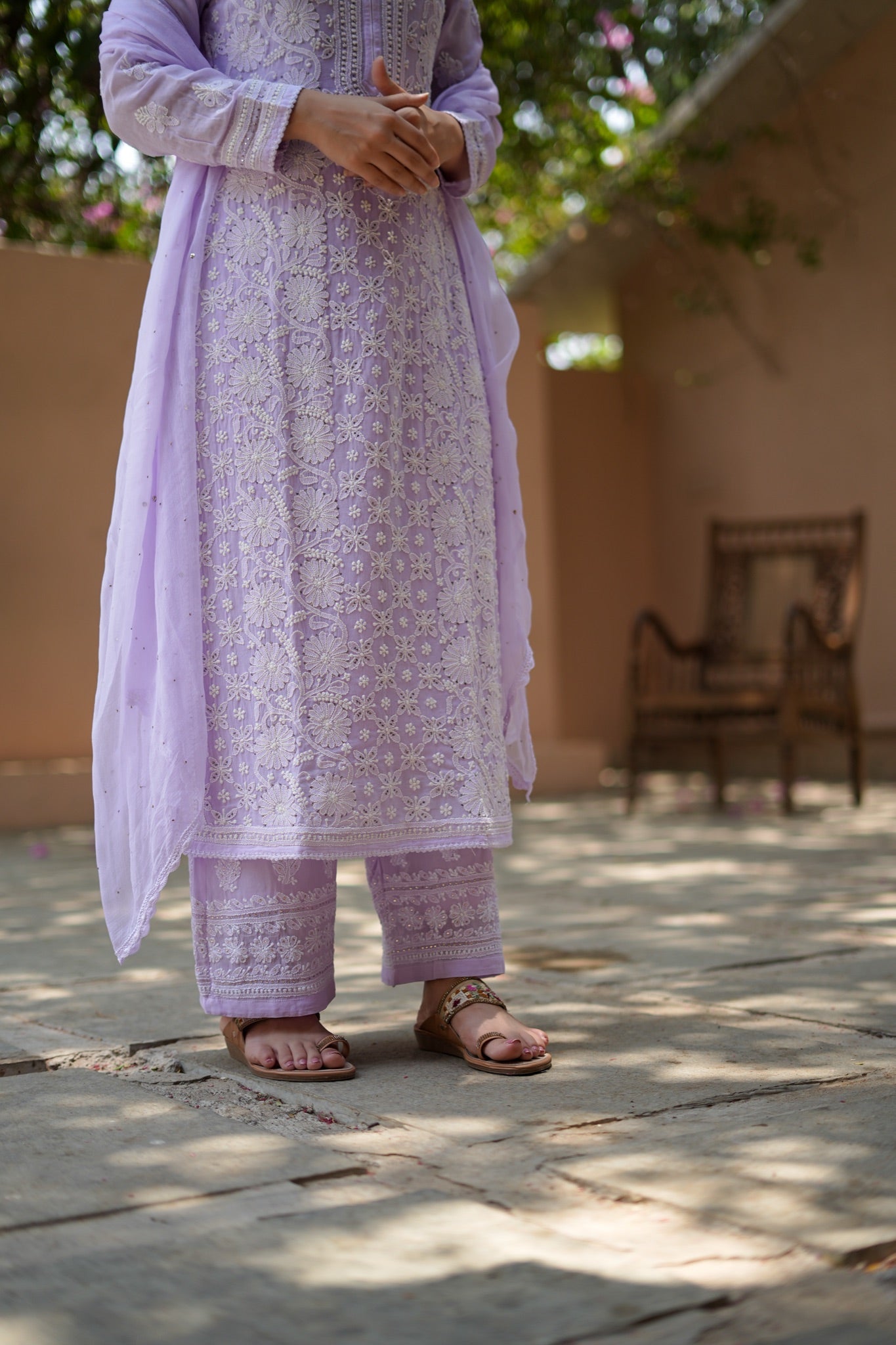 04SJ Jabili Chikankari Straight Kurti Narrow Plazo Set