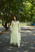 05SJ Jabili Chikankari Straight Kurti Narrow Pant Set