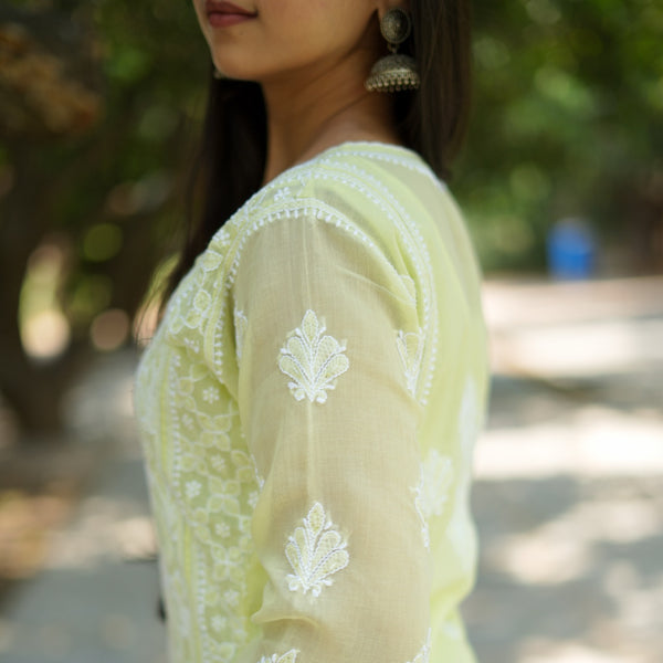 05SJ Jabili Chikankari Straight Kurti Narrow Pant Set