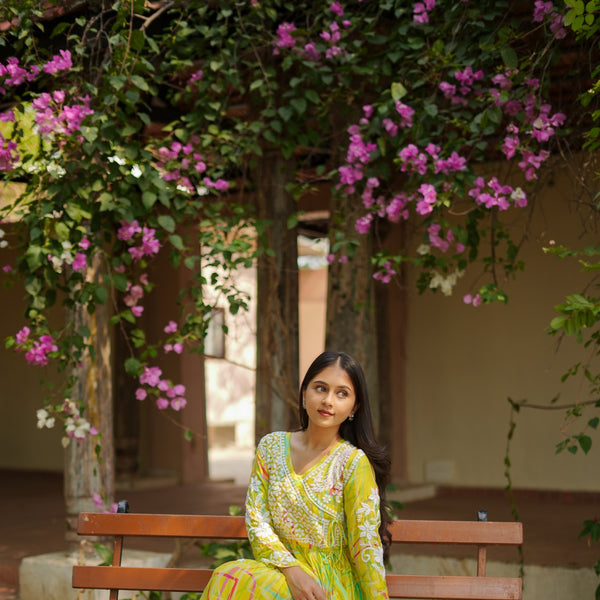 08SJ Jabili Chikankari Long Gown