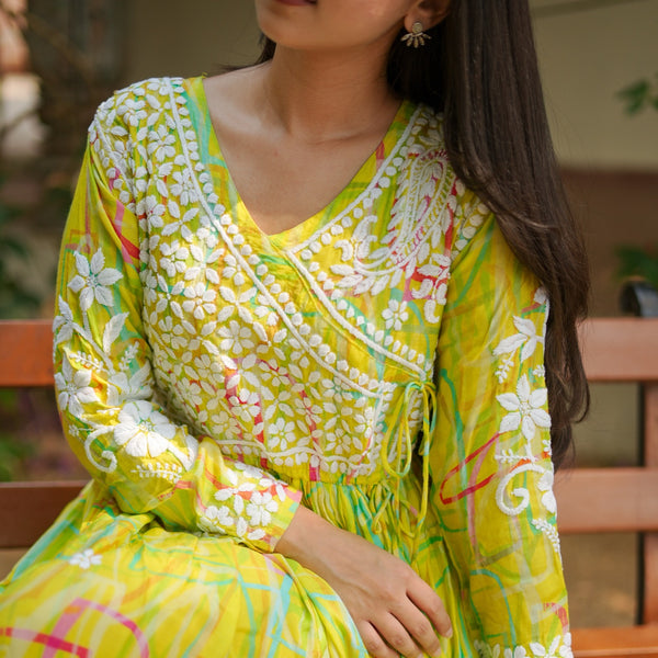 08SJ Jabili Chikankari Long Gown