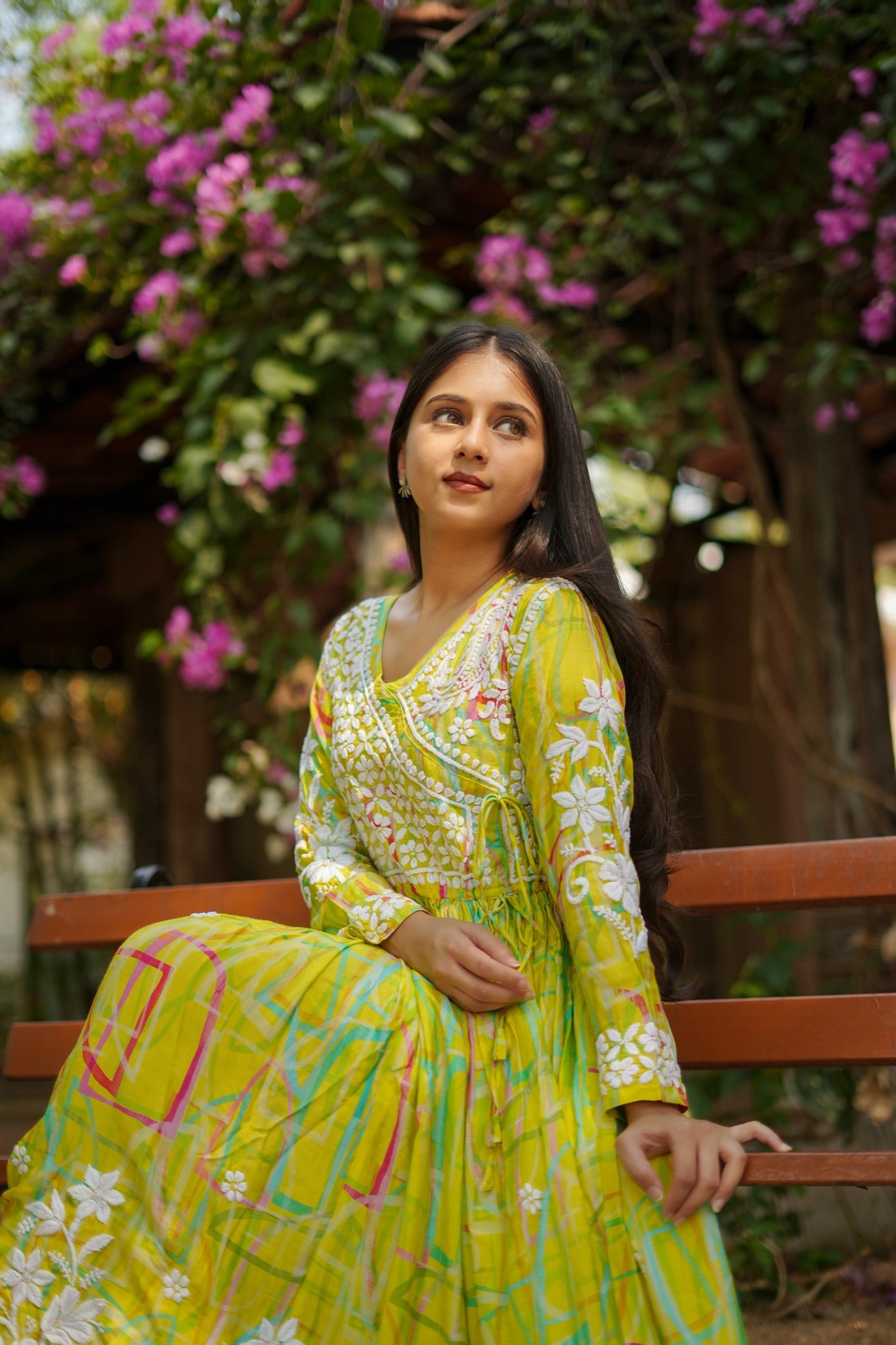 08SJ Jabili Chikankari Long Gown