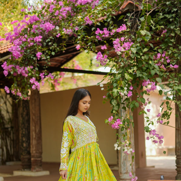 08SJ Jabili Chikankari Long Gown