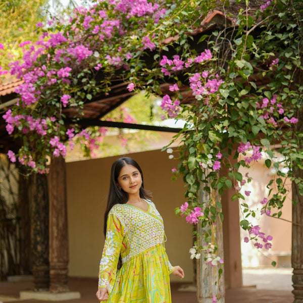 08SJ Jabili Chikankari Long Gown