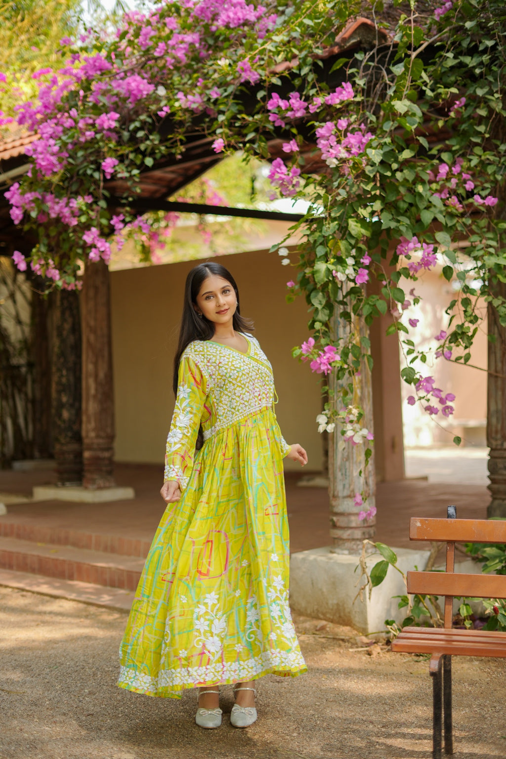 08SJ Jabili Chikankari Long Gown