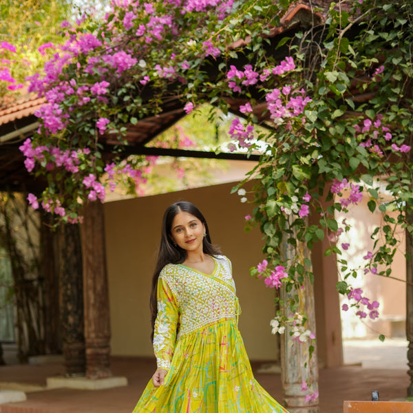 08SJ Jabili Chikankari Long Gown