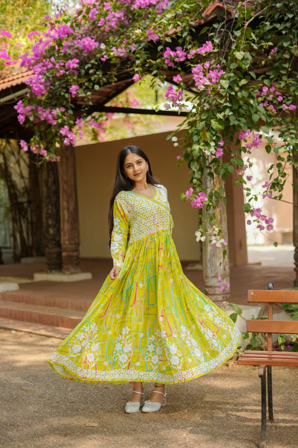 08SJ Jabili Chikankari Long Gown