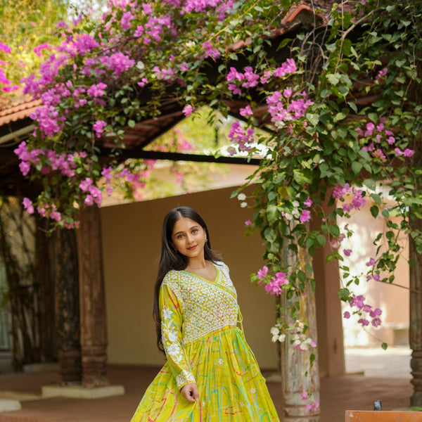 08SJ Jabili Chikankari Long Gown