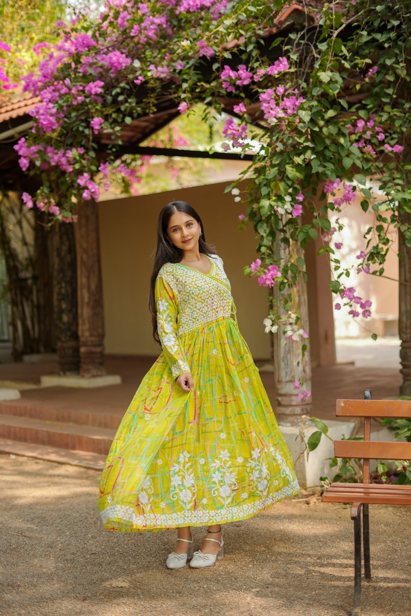 08SJ Jabili Chikankari Long Gown