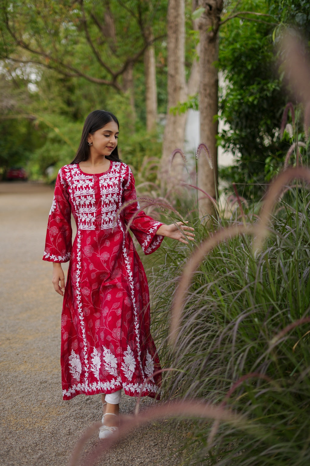 09SJ Jabili Chikankari A-line Kurti