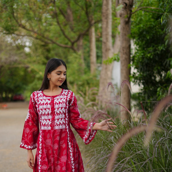 09SJ Jabili Chikankari A-line Kurti
