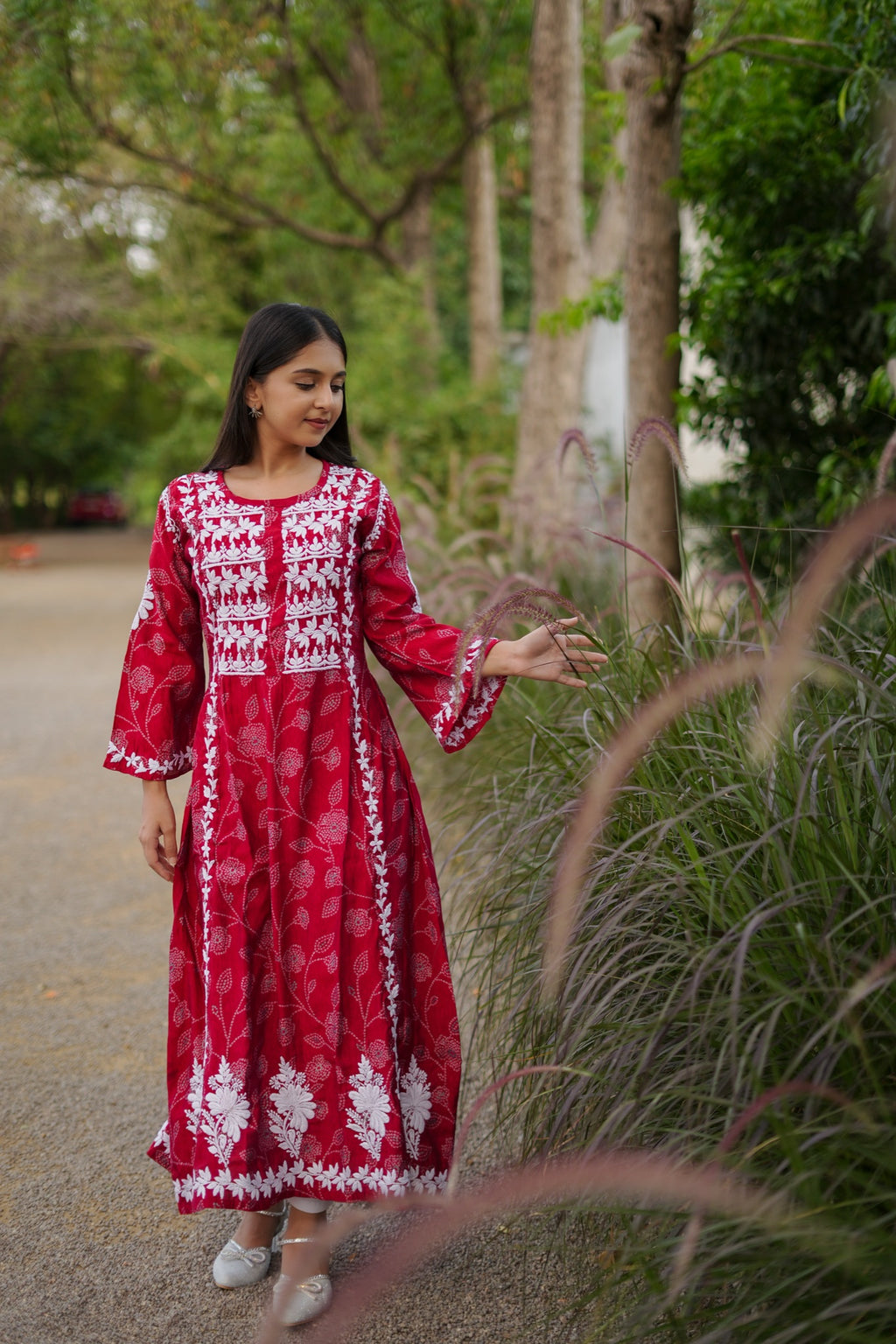 09SJ Jabili Chikankari A-line Kurti