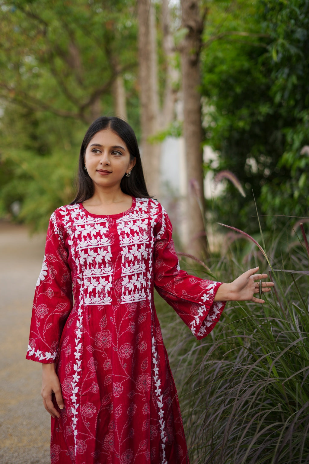 09SJ Jabili Chikankari A-line Kurti