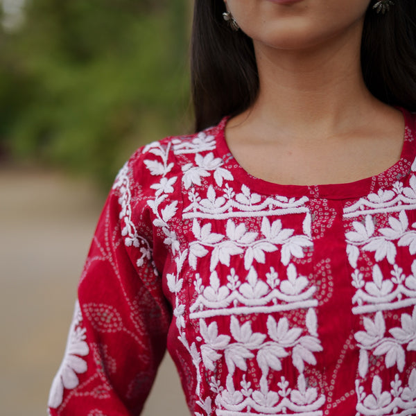 09SJ Jabili Chikankari A-line Kurti
