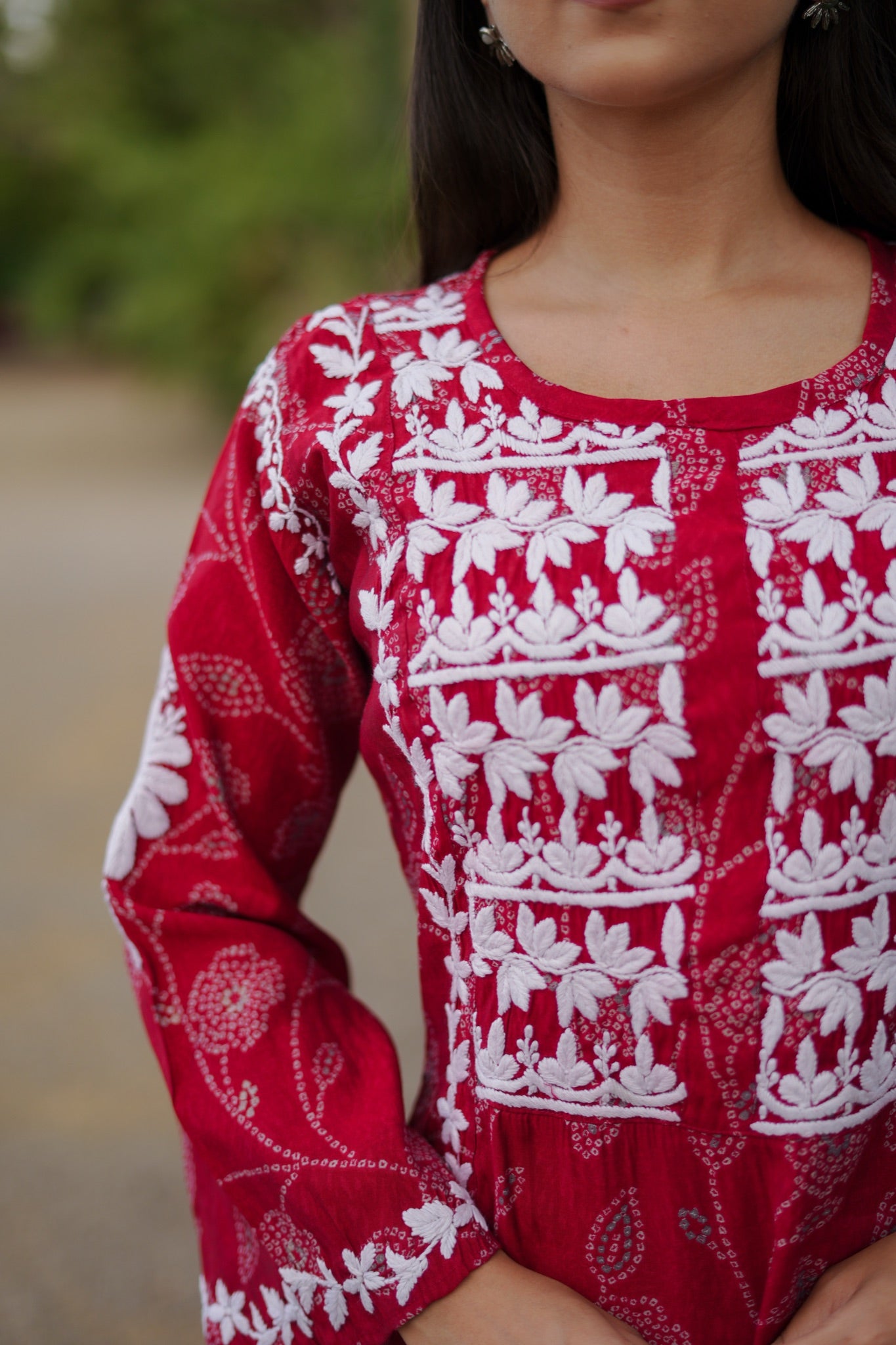09SJ Jabili Chikankari A-line Kurti
