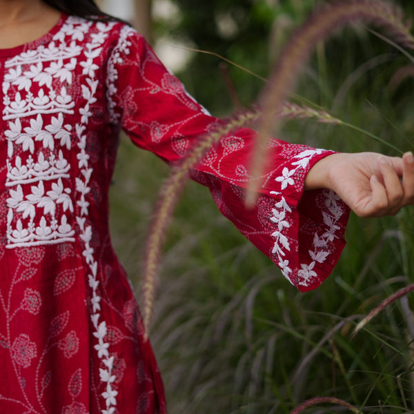 09SJ Jabili Chikankari A-line Kurti