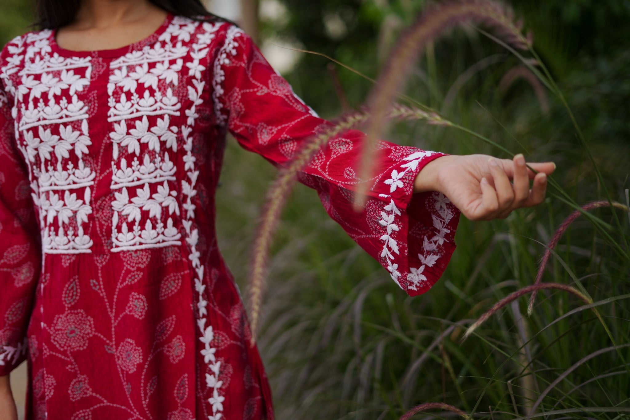 09SJ Jabili Chikankari A-line Kurti