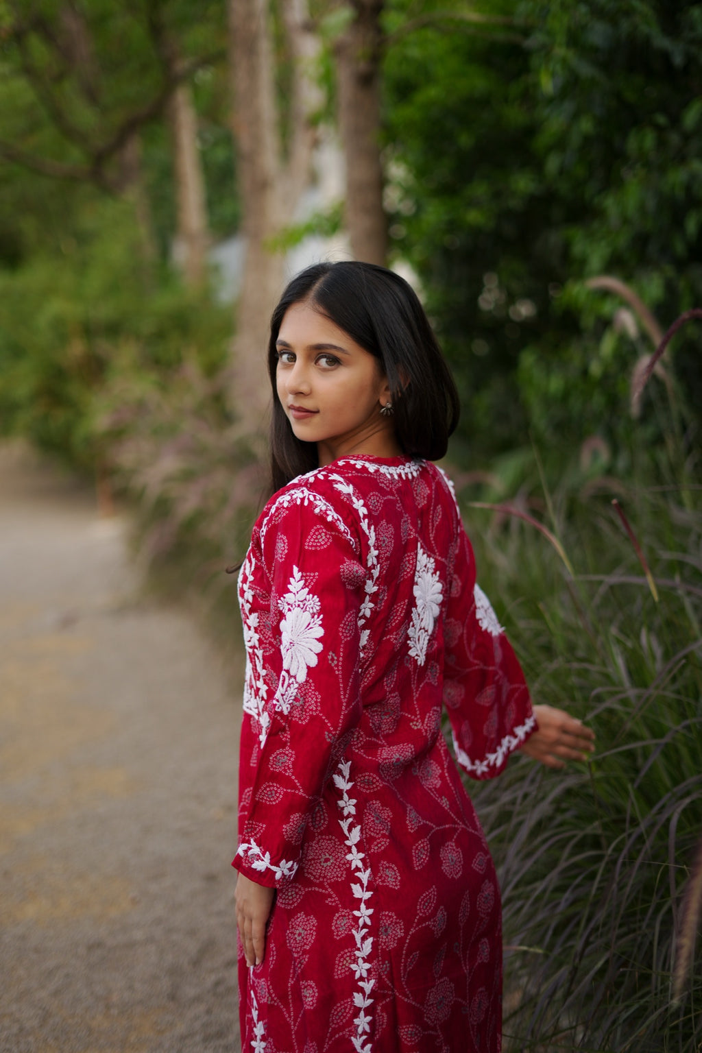 09SJ Jabili Chikankari A-line Kurti