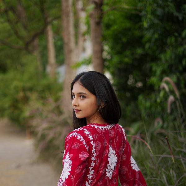 09SJ Jabili Chikankari A-line Kurti