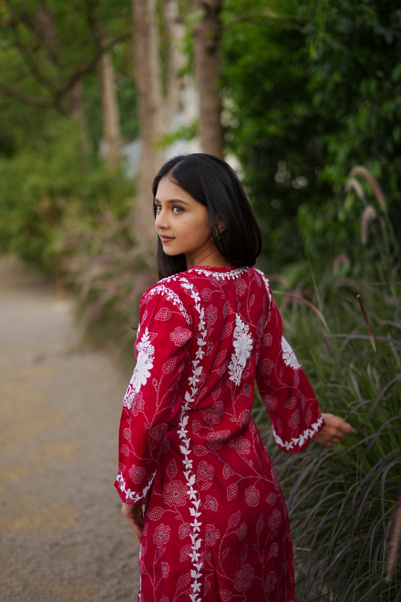 09SJ Jabili Chikankari A-line Kurti