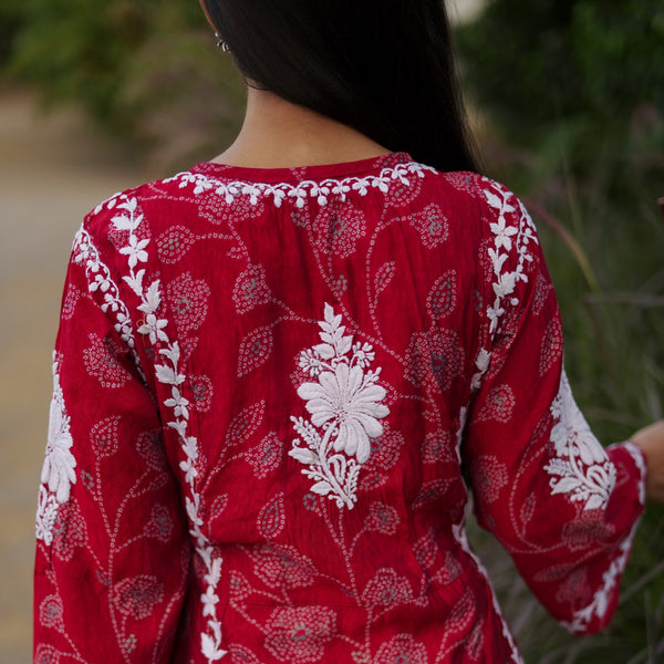 09SJ Jabili Chikankari A-line Kurti